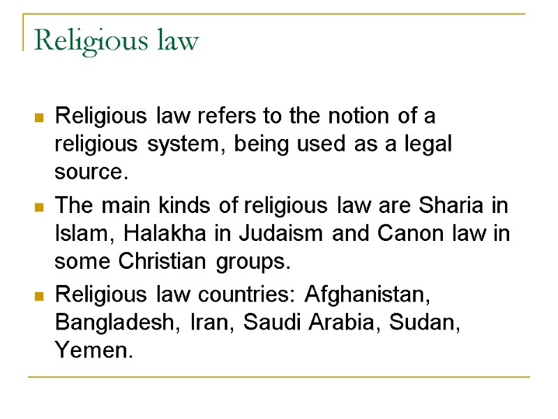 Religious law  Religious law refers to the notion of a religious system, being